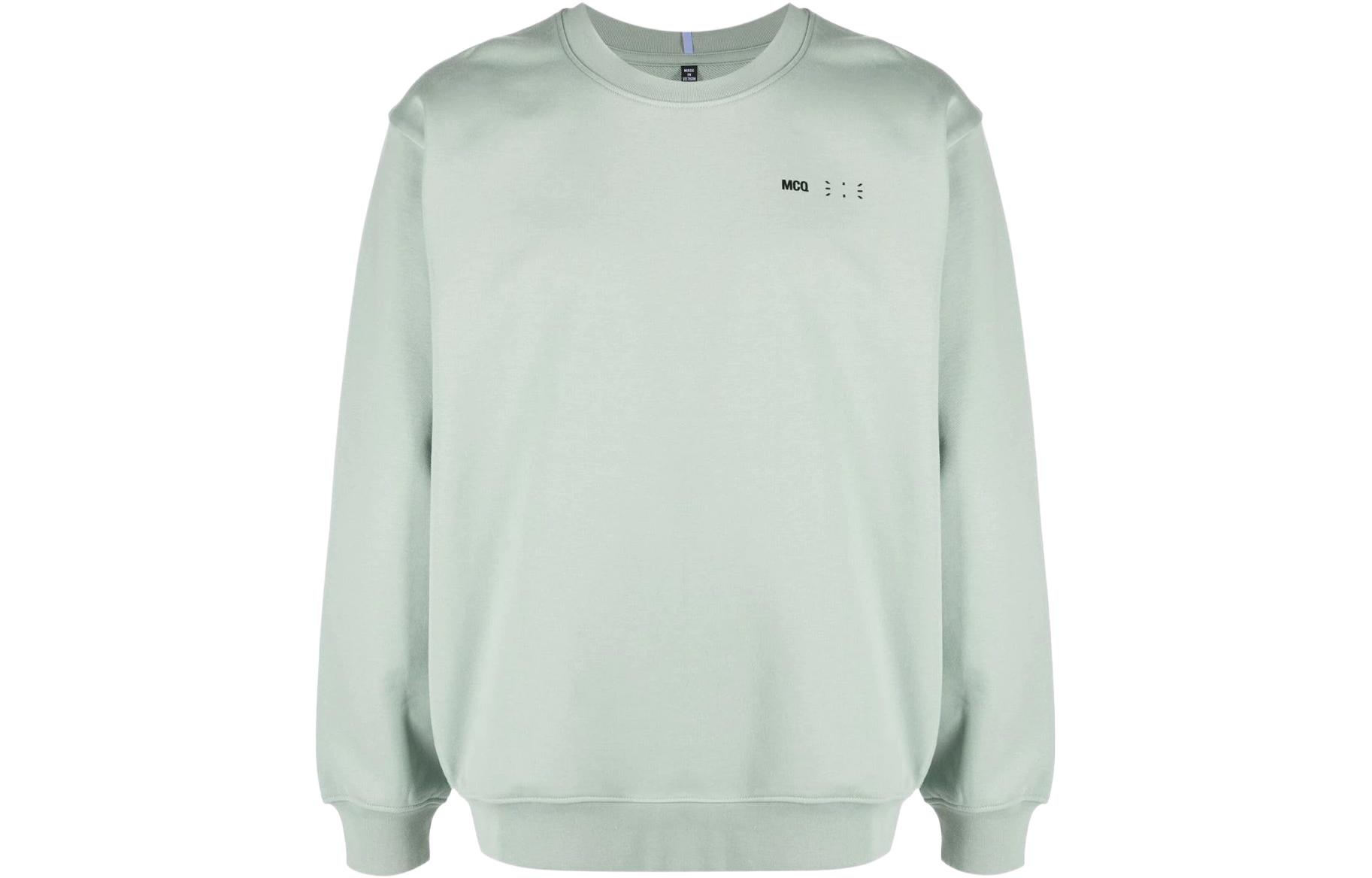 Alexander McQueen SS22 Green Solid Color Crewneck Pullover Sweatshirt Men 624832-RST93-3014