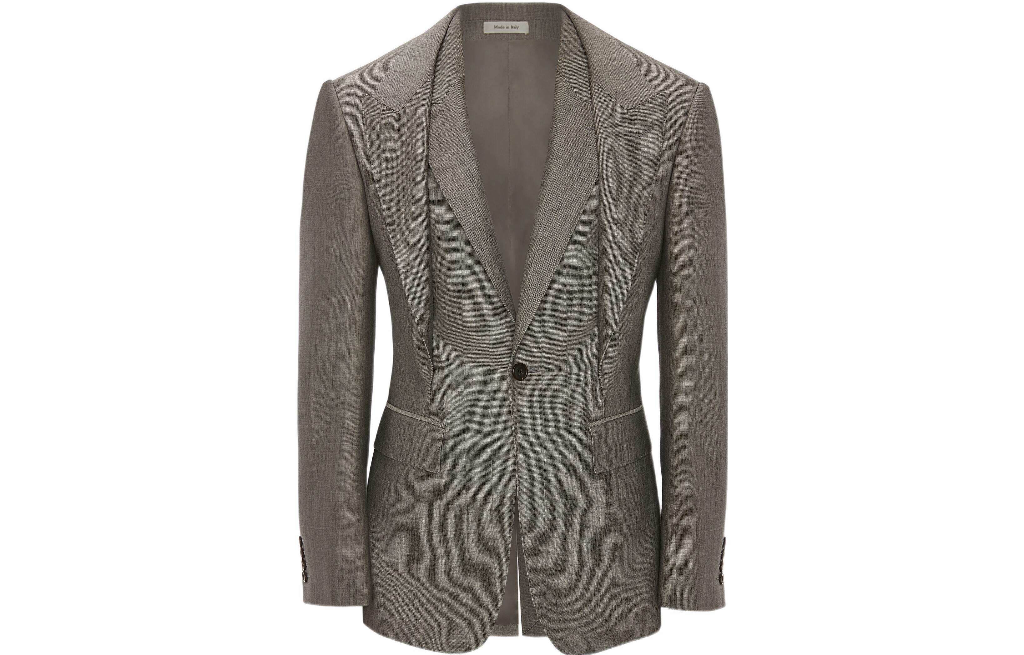 Alexander McQueen SS22 Grey Mohair Illusion Single-Button Jacket 687689-QSU57-1270