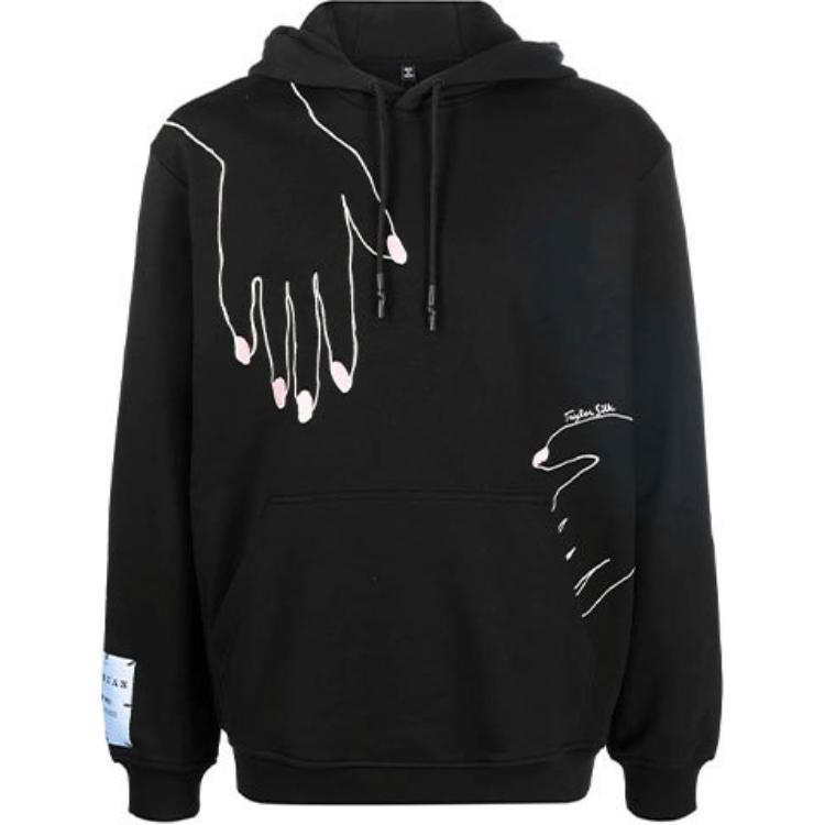 Alexander McQueen SS22 Hand Print Cotton Hoodie Black 624727-RST86-1000