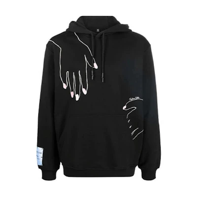 Alexander McQueen SS22 Hand Print Cotton Hoodie Black 624727-RST86-1000