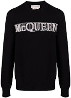 Alexander McQueen SS22 Logo Crewneck Knit Sweater Black Menswear 689555-Q1GBL-1046 Alexander McQueen SS22 Logo Crewneck Knit Sweater Black Menswear 689555-Q1GBL-1046