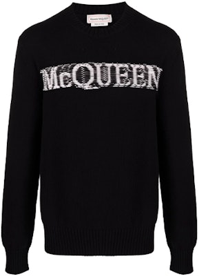 Alexander McQueen SS22 Logo Crewneck Knit Sweater Hitam Pakaian Lelaki 689555-Q1GBL-1046 Buy Alexander McQueen SS22 Logo Crewneck Knit Sweater Hitam Pakaian Lelaki 689555-Q1GBL-1046