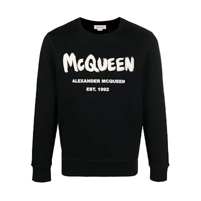 Alexander McQueen SS22 Logo Print Black Crewneck Sweatshirt Men 688713-QSZ81-0901