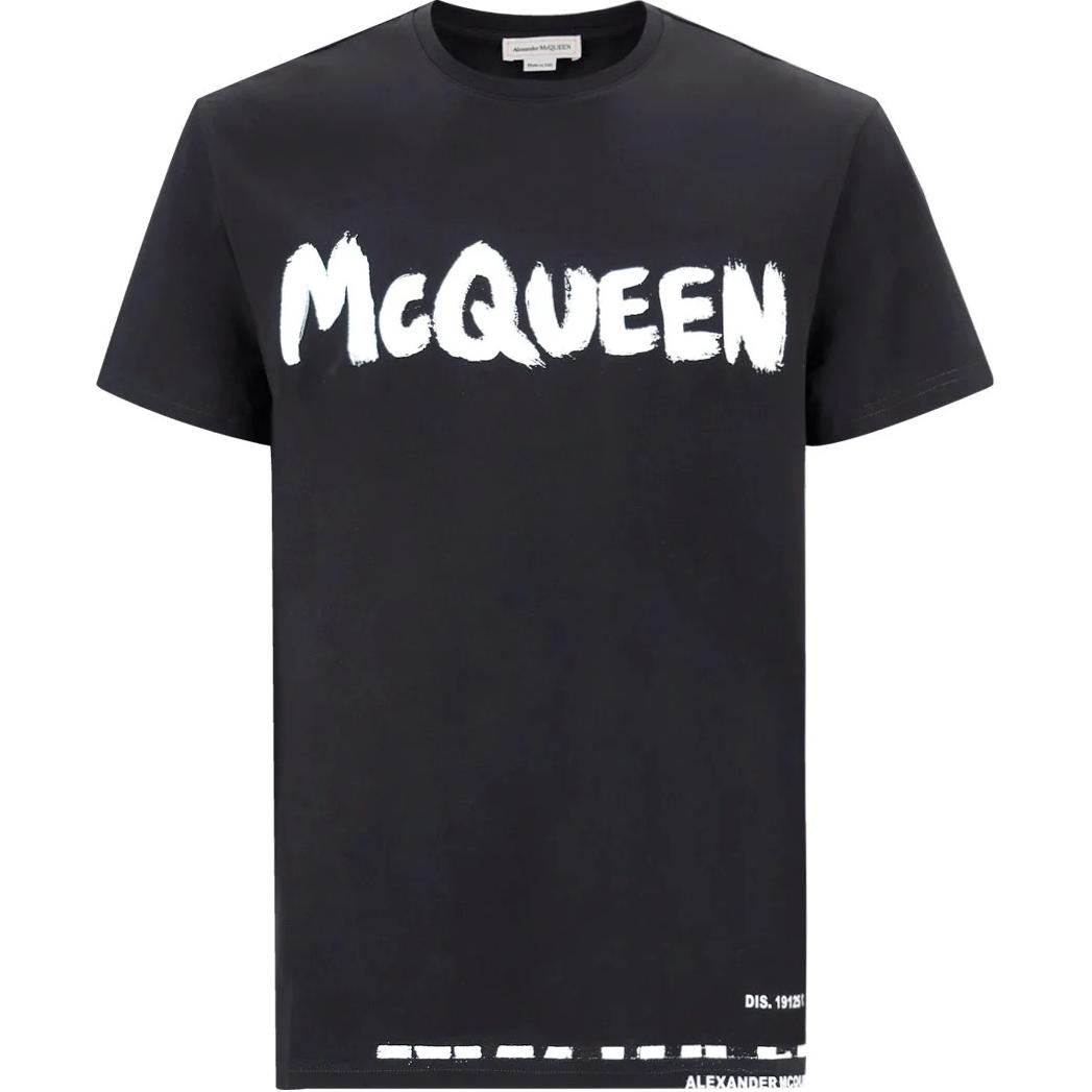 Alexander McQueen SS22 Logo Print Black Short Sleeve T-Shirt 622104-QSZ57-0901