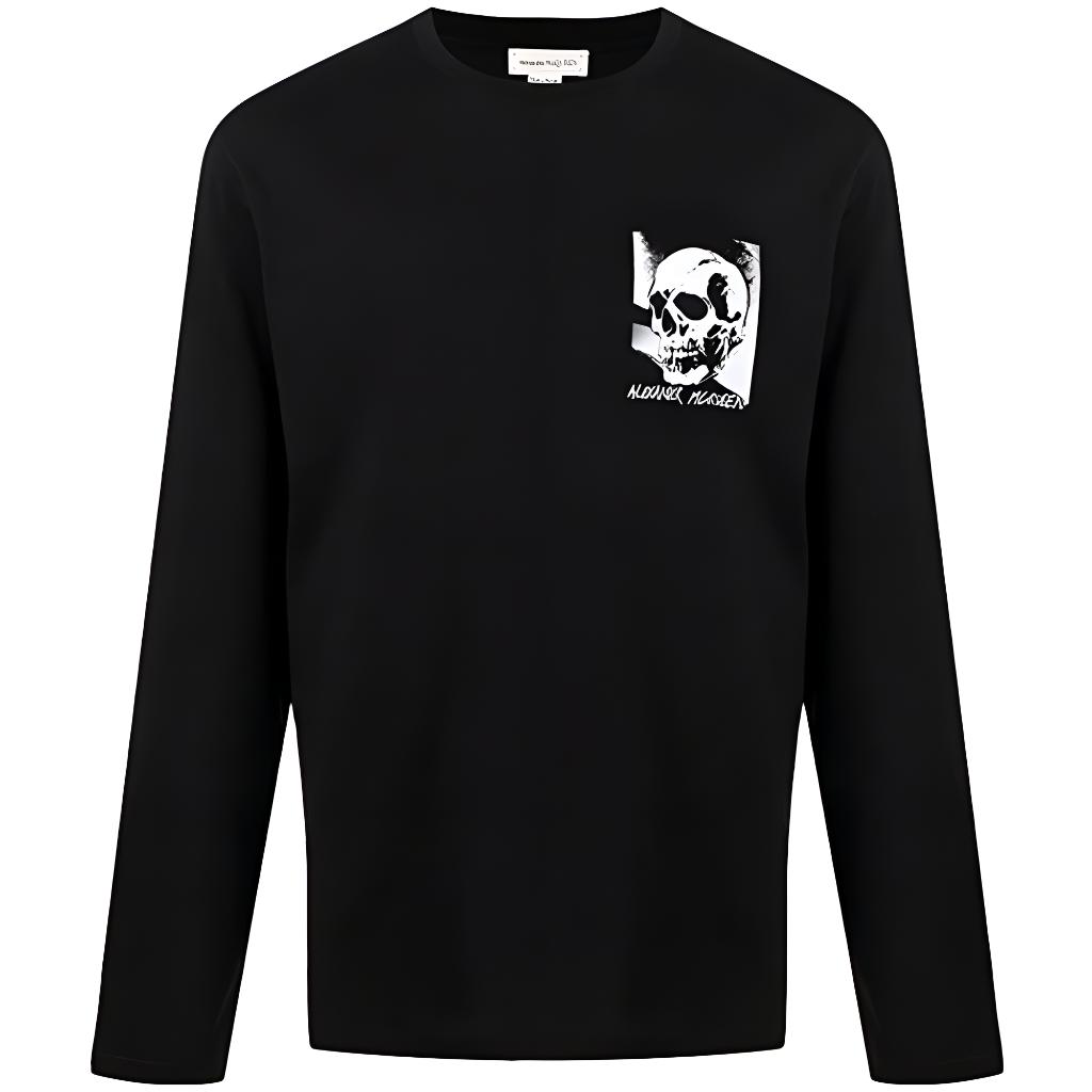 Alexander McQueen SS22 Logo Print Black Sweatshirt for Men 682524-QSZ69-0901