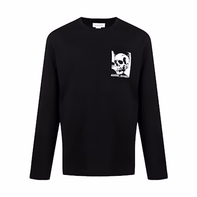 Alexander McQueen SS22 Logo Print Black Sweatshirt for Men 682524-QSZ69-0901