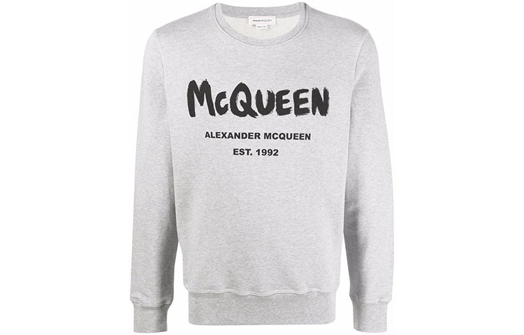 Alexander McQueen SS22 Logo Print Grey Crewneck Sweatshirt . 688713-QSZ81-0902