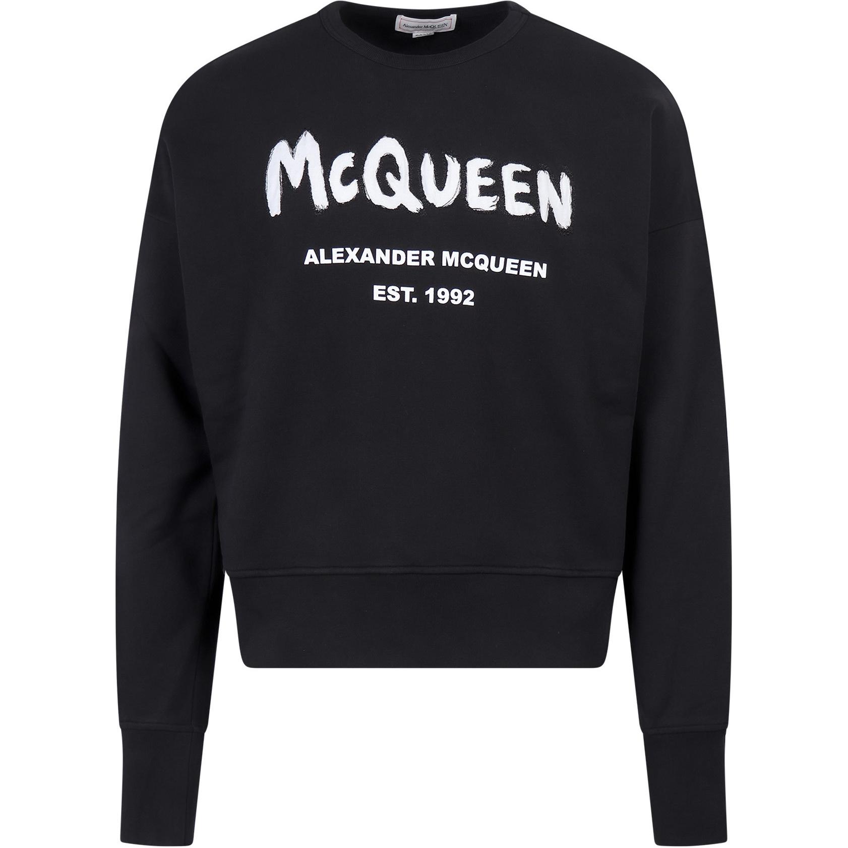 Alexander McQueen SS22 Logo Print Long Sleeve Crewneck Sweatshirt Black Men 701285-QTZ11-0901