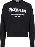 Alexander McQueen SS22 Logo Print Long Sleeve Crewneck Sweatshirt Black Men 701285-QTZ11-0901 Alexander McQueen SS22 Logo Print Long Sleeve Crewneck Sweatshirt Black Men 701285-QTZ11-0901
