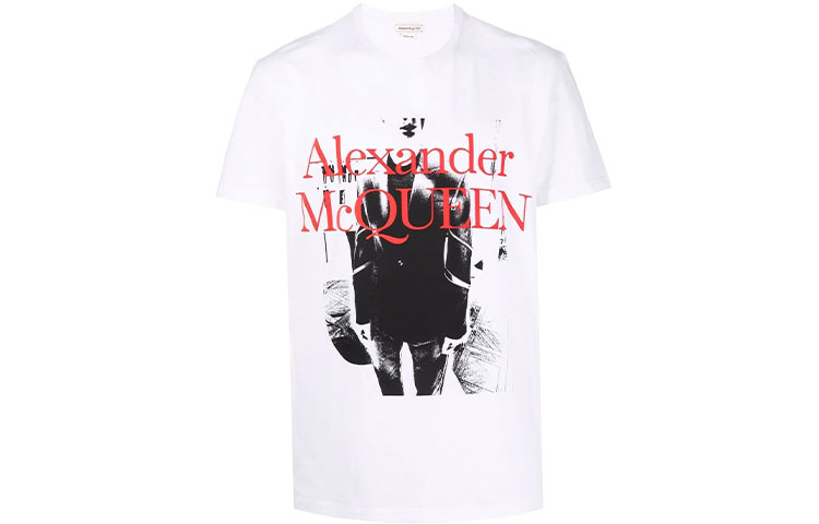 Alexander McQueen SS22 Logo Print Short Sleeve T-Shirt White  Fashion. 687717-QSZ88-0900