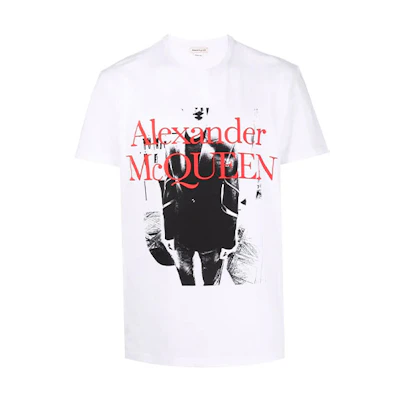 Alexander McQueen SS22 Logo Print Short Sleeve T-Shirt White Fashion. 687717-QSZ88-0900