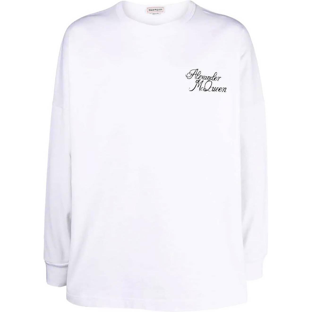 Alexander McQueen SS22 Logo Print White Long Sleeve Sweatshirt Mens 687706QSZ7A0900