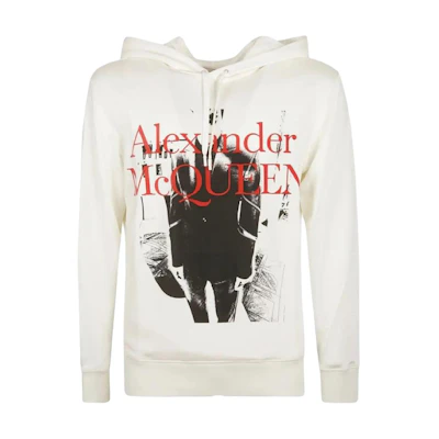 Alexander McQueen SS22 Logo Print White Long Sleeve Sweatshirt . 687755-QSZ3B-0900