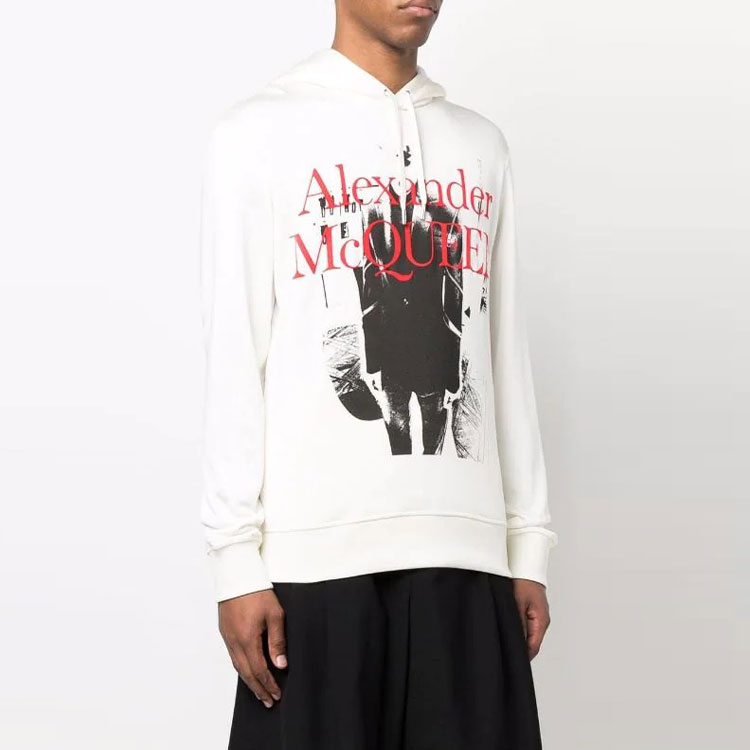 Shop 亞歷山大·麥昆 SS22 白色長袖標誌印花運動衫 687755-QSZ3B-0900