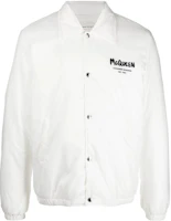 Alexander McQueen SS22 Logo Printed Single-Breasted Bomber Jacket White Mens 662323-QTR60-9000 Alexander McQueen SS22 Logo Printed Single-Breasted Bomber Jacket White Mens 662323-QTR60-9000