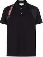 Alexander McQueen SS22 Logo Strap Detail Cotton Polo Shirt Black 625245-QSX33-1000 Alexander McQueen SS22 Logo Strap Detail Cotton Polo Shirt Black 625245-QSX33-1000
