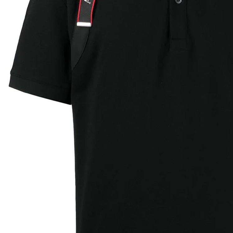 Cheap 알렉산더 맥퀸 SS22 로고 스트랩 디테일 코튼 폴로 셔츠 블랙 625245-QSX33-1000