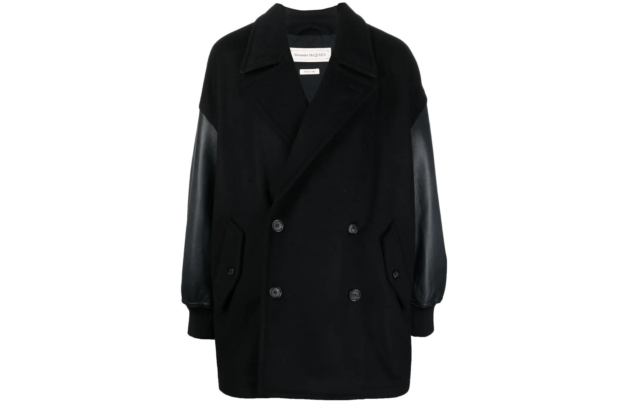 Alexander McQueen SS22 Loose Fit Double-Breasted Blazer Jacket Men Black 703265-QTZ47-0901