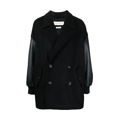 Alexander McQueen SS22 Loose Fit Double-Breasted Blazer Jacket Men Black 703265-QTZ47-0901