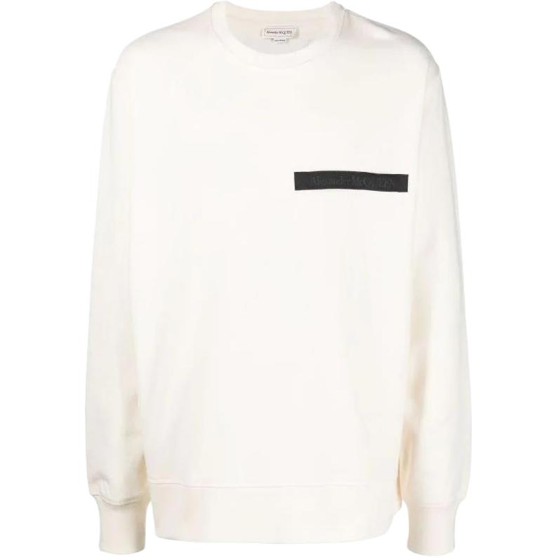 Alexander McQueen SS22 Selvedge Logo Pullover Sweatshirt White Mens 642663QTX750-916