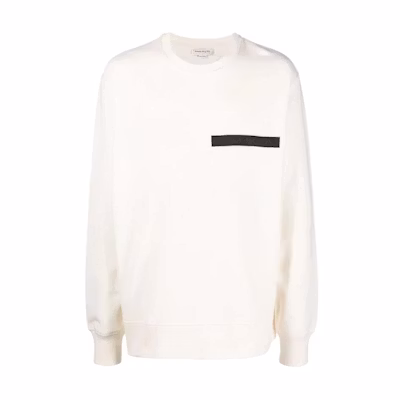 Alexander McQueen SS22 Selvedge Logo Pullover Sweatshirt White Mens 642663QTX750-916