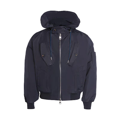 Alexander McQueen SS22 Short Hooded Coat Blue Men 661981-QRR67-4100