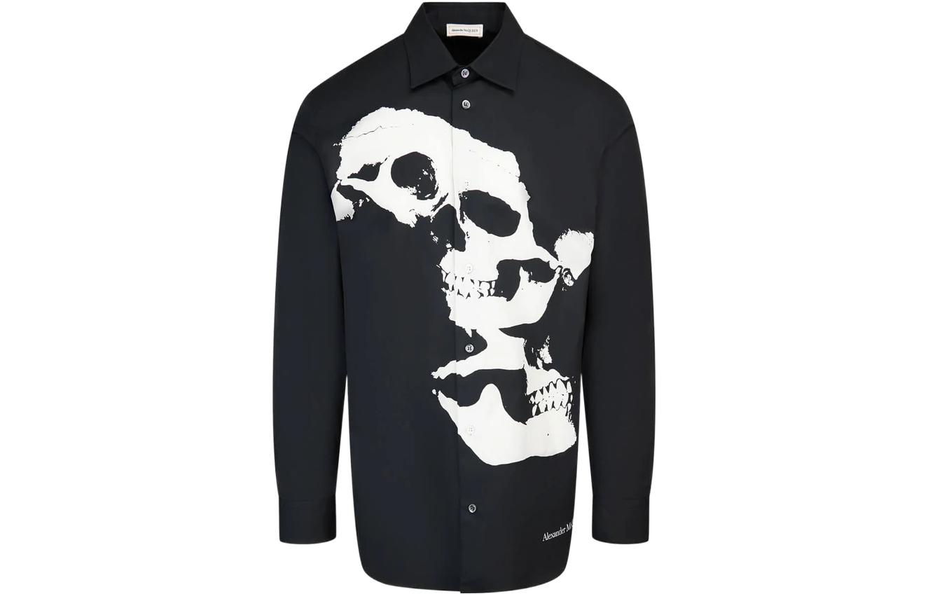 Alexander McQueen SS22 Skull Camo Print Long Sleeve Shirt Black 682294-QSO49-1080