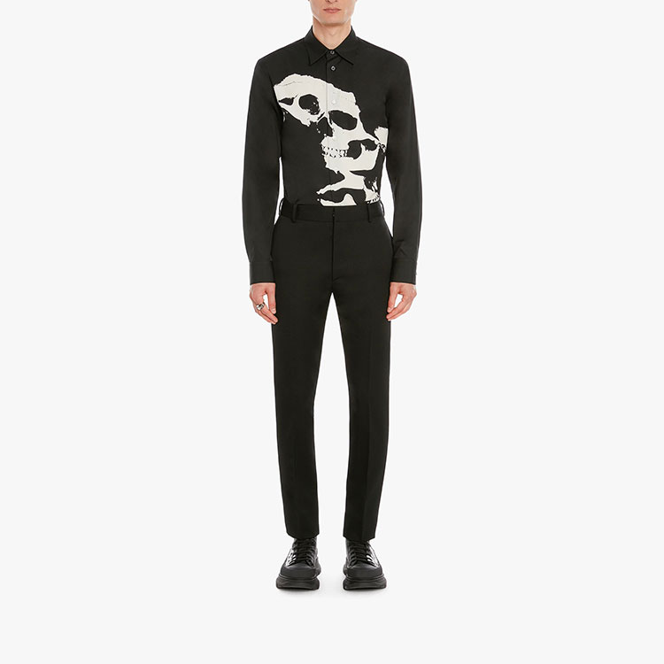 Shop Alexander McQueen SS22 Skull Camo Print Long Sleeve Shirt Black 682294-QSO49-1080