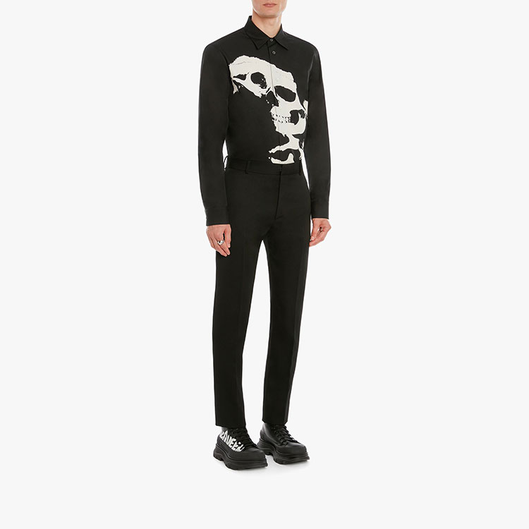 Details for Alexander McQueen SS22 Skull Camo Print Long Sleeve Shirt Black 682294-QSO49-1080
