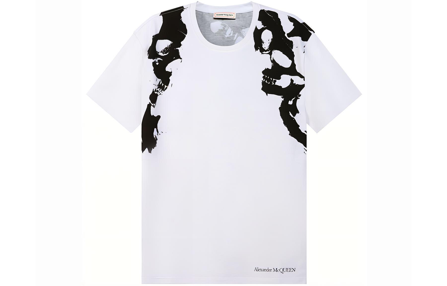 Alexander McQueen SS22 Skull Print Crew Neck White T-Shirt . 682533-QSZ65-0900