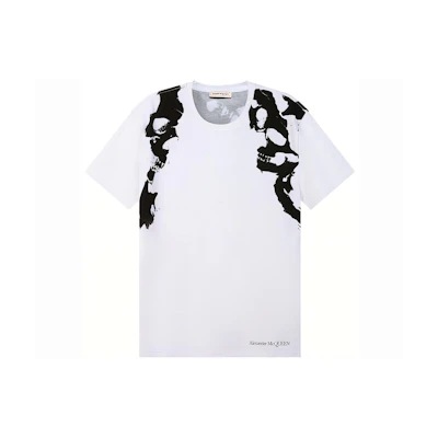Alexander McQueen SS22 Skull Print Crew Neck White T-Shirt . 682533-QSZ65-0900