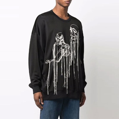 알렉산더 맥퀸 SS22 스컬 프린트 크루넥 긴팔 스웨트셔츠 블랙 남성용 683192-QSX52-1000 Shop 알렉산더 맥퀸 SS22 스컬 프린트 크루넥 긴팔 스웨트셔츠 블랙 남성용 683192-QSX52-1000