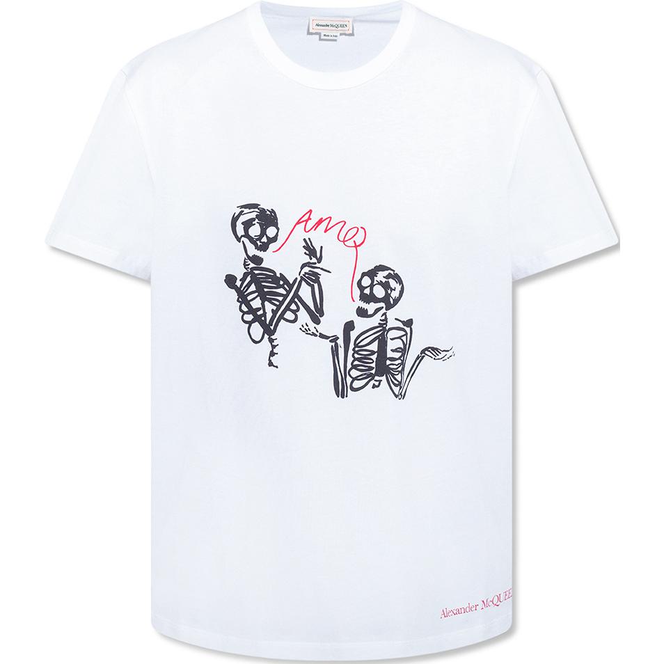 Alexander McQueen SS22 Skull Print White Cotton Crewneck T-Shirt 682529-QSZ61-0900