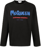 Alexander McQueen SS22 Solid Color Logo Print Long Sleeve T-Shirt . 682518-QSZ52-0901 Alexander McQueen SS22 Solid Color Logo Print Long Sleeve T-Shirt . 682518-QSZ52-0901