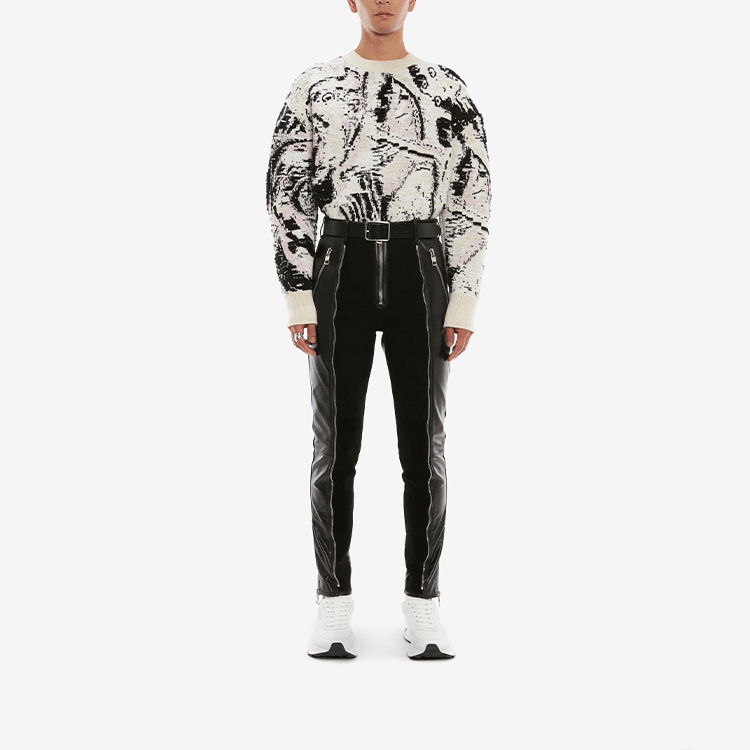 Lookbook 亞歷山大麥昆 2022春夏 白色提花圓領羊毛衫 689554-Q1XDU-9179