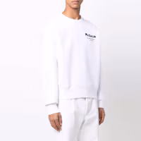 Shop Alexander McQueen SS22 白色標誌印花圓領長袖上衣 男款。 671947-QSX56-9090