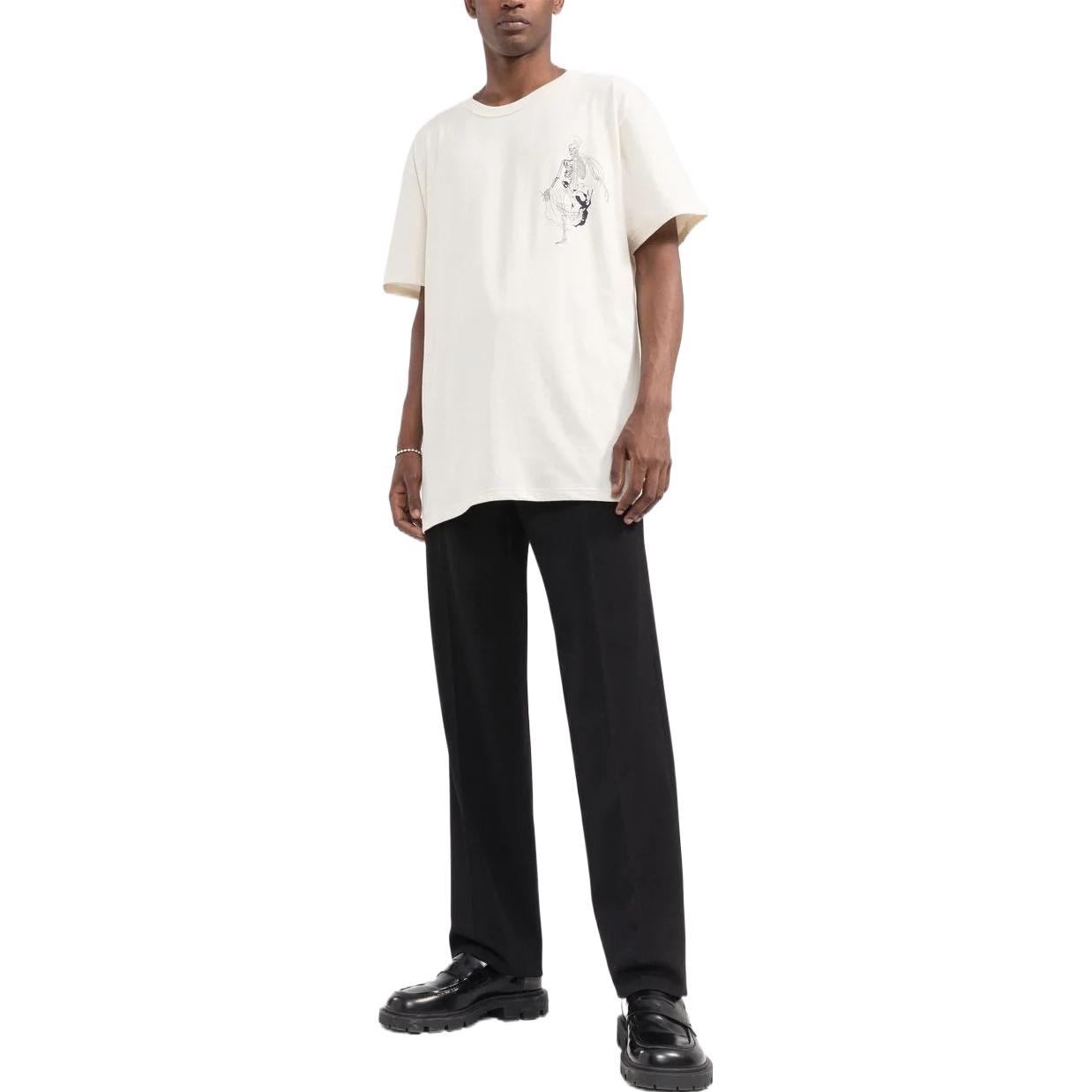 Alexander McQueen SS22 White Skull Logo Print Relaxed Fit Tee Mens Casual Shirt 710937QTZ320906 圖 3