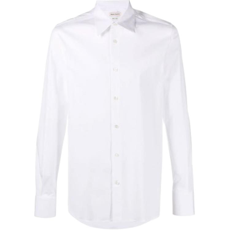 Alexander McQueen SS22 White Solid Poplin Shirt 624871-QPN44-9000