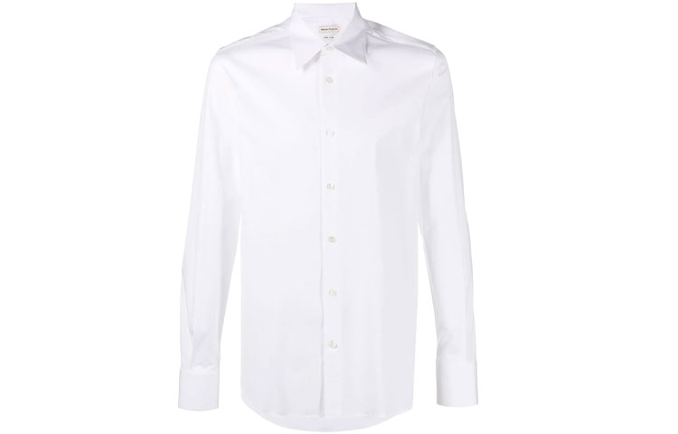 Order アレキサンダー・マックイーン SS22 ホワイト ソリッド ポプリン シャツ 624871-QPN44-9000