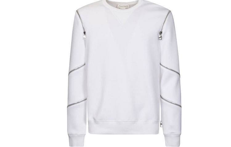 Alexander McQueen SS22 White Zip-Up Long Sleeve Sweatshirt Jacket Men 687743-QSX56-9090