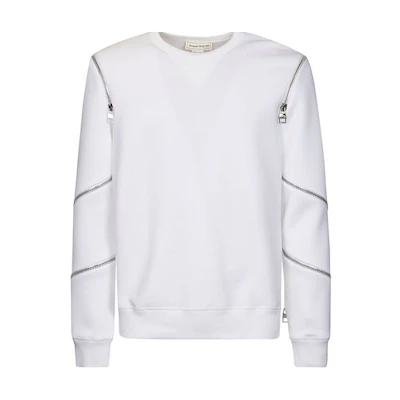 Alexander McQueen SS22 White Zip-Up Long Sleeve Sweatshirt Jacket Men 687743-QSX56-9090