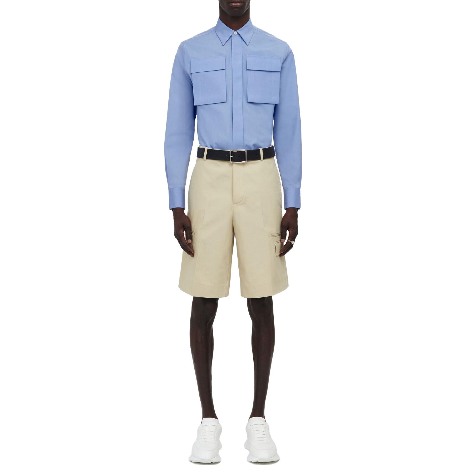 Lookbook Alexander McQueen SS23  Beige Straight-Leg Casual Shorts with Side Pockets. 745544-QVS03-9507