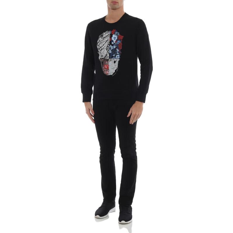 Lookbook Alexander McQueen SS23 Baju Hitam Lengan Panjang Kapas Berleher Bulat Cetakan 550494-QMZ71-0901