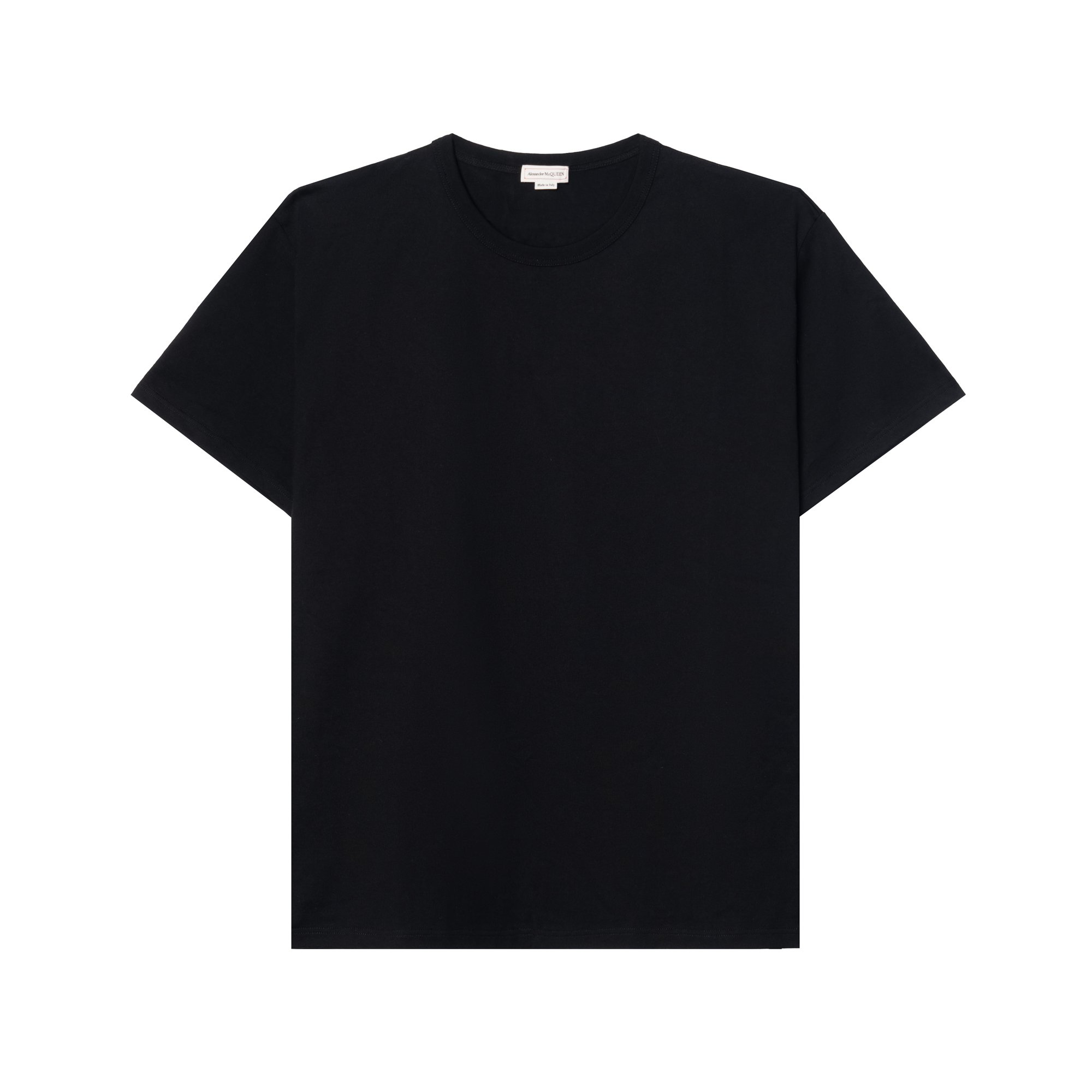 Alexander McQueen SS23  Black Logo Print Crewneck Short Sleeve T-Shirt. 666626-QUZ7B-0901