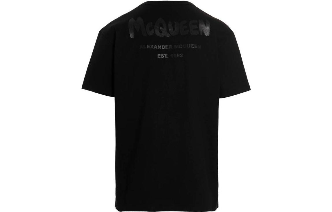 Alexander McQueen SS23  Black Logo Print Crewneck Short Sleeve T-Shirt. 666626-QUZ7B-0901 圖 3
