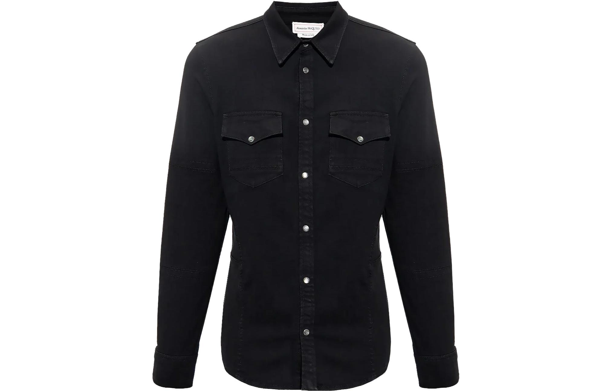 Alexander McQueen SS23  Black Long Sleeve Button-Up Shirt. 751667-QVY49-1000