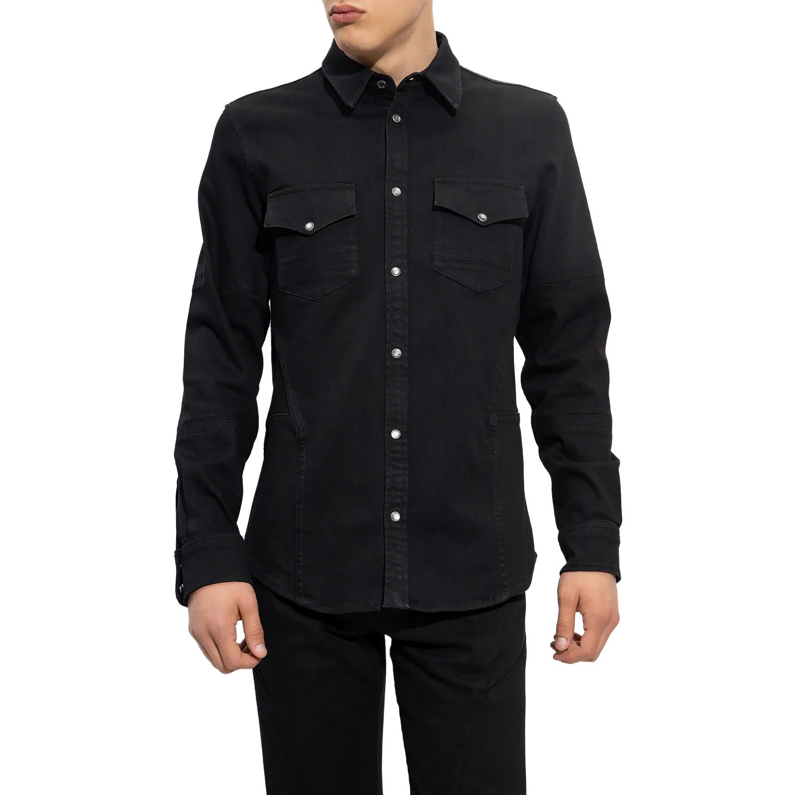 Lookbook Alexander McQueen SS23  Black Long Sleeve Button-Up Shirt. 751667-QVY49-1000