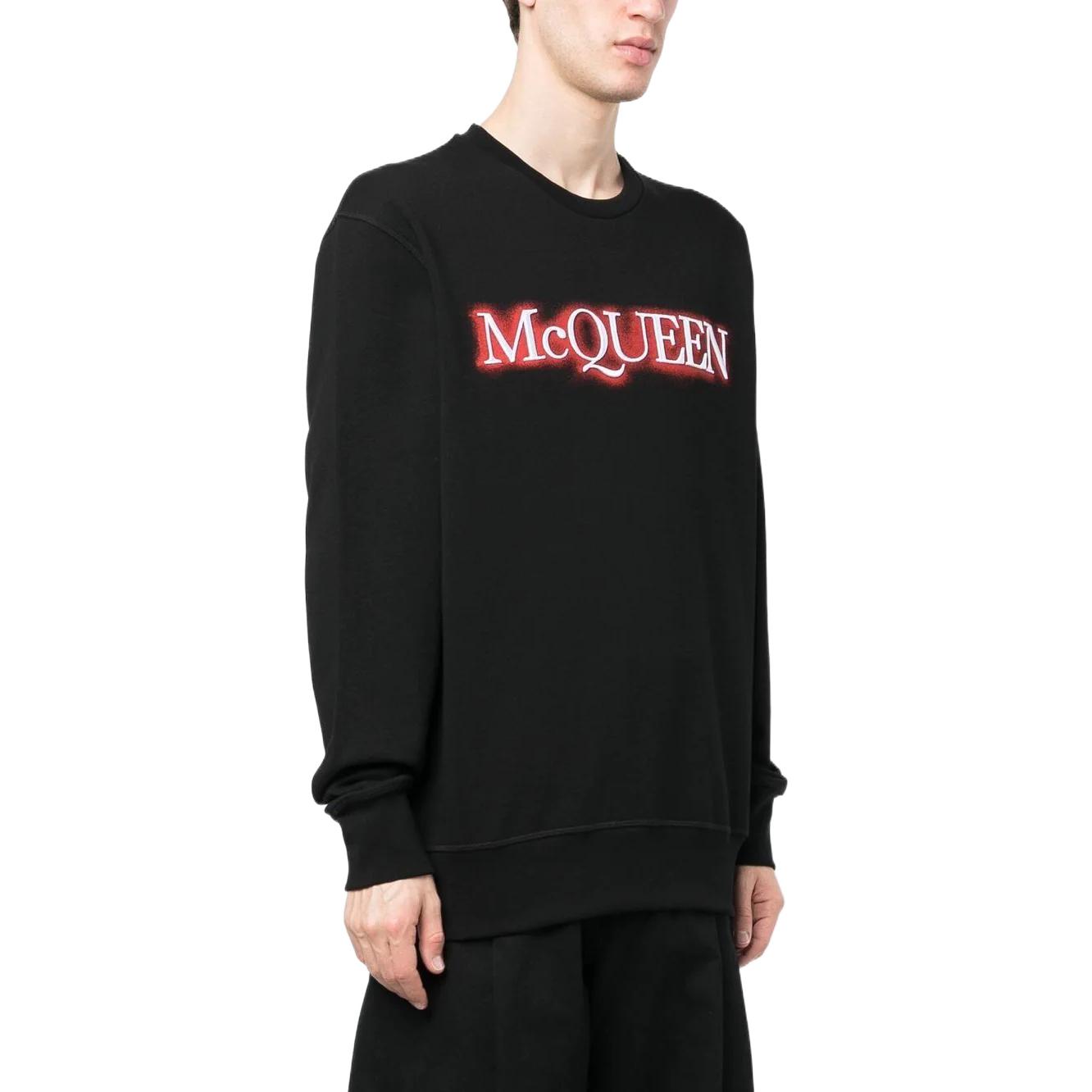 Purchase Alexander McQueen SS23  Black Pullover Sweatshirt with Logo Print. 727295-QUZ24-0901