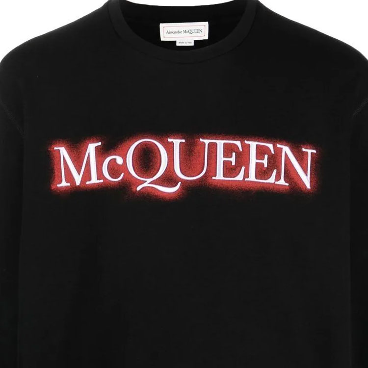 Details for Alexander McQueen SS23  Black Pullover Sweatshirt with Logo Print. 727295-QUZ24-0901