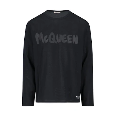 Alexander McQueen SS23 Black Solid Color Crewneck Long-Sleeve Sweatshirt 750663 QVZ13 0901